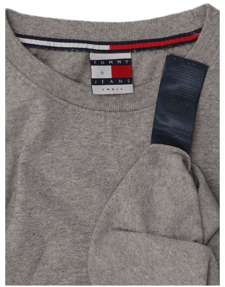 TOMMY HILFIGER Mens Graphic Top Long Sleeve Small Grey Cotton