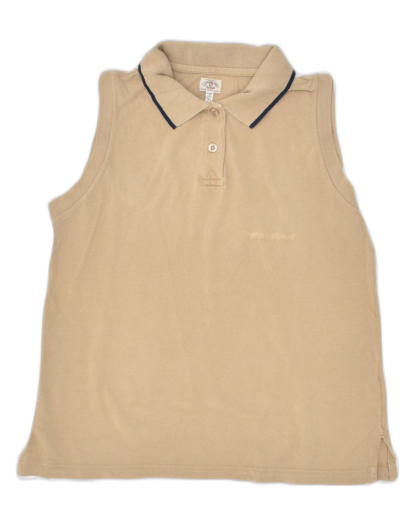 ARMANI Womens Sleeveless Polo Shirt UK 12 Medium  Beige Cotton | Vintage Armani | Thrift | Second-Hand Armani | Used Clothing | Messina Hembry 