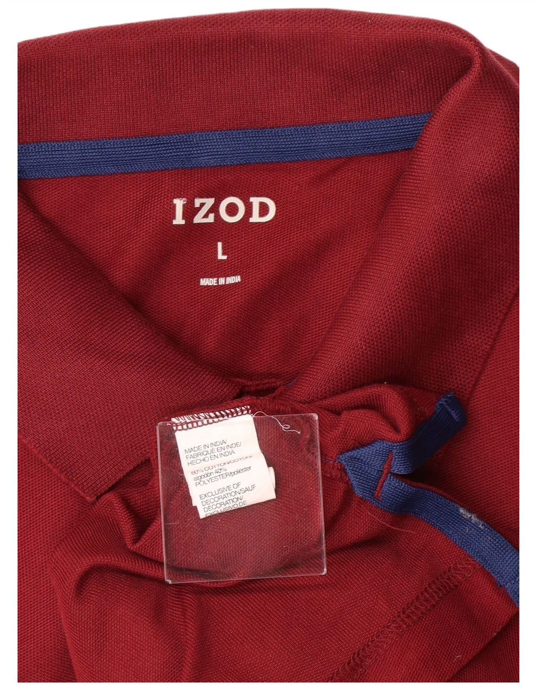 IZOD Mens Polo Shirt Large Burgundy Cotton