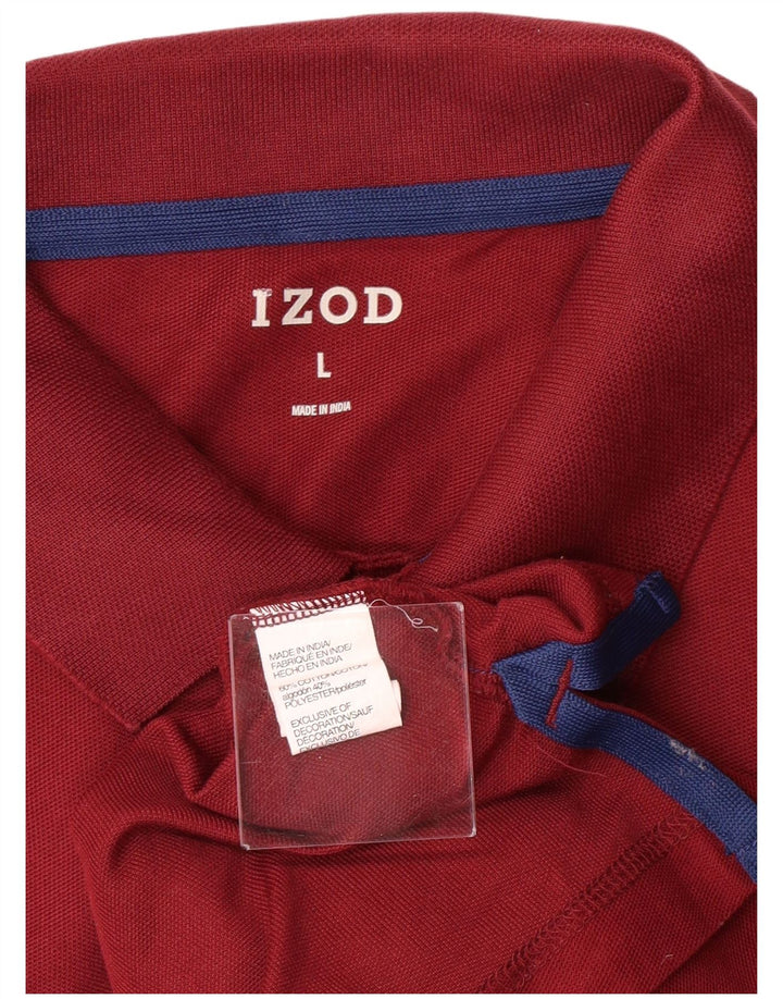 IZOD Mens Polo Shirt Large Burgundy Cotton