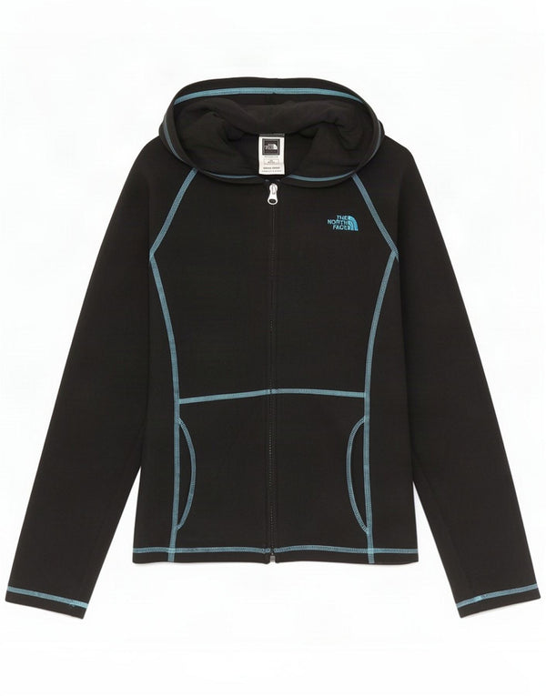 The North Face Girls Hooded Fleece Jacket 11-12 Years Large Black Polyester