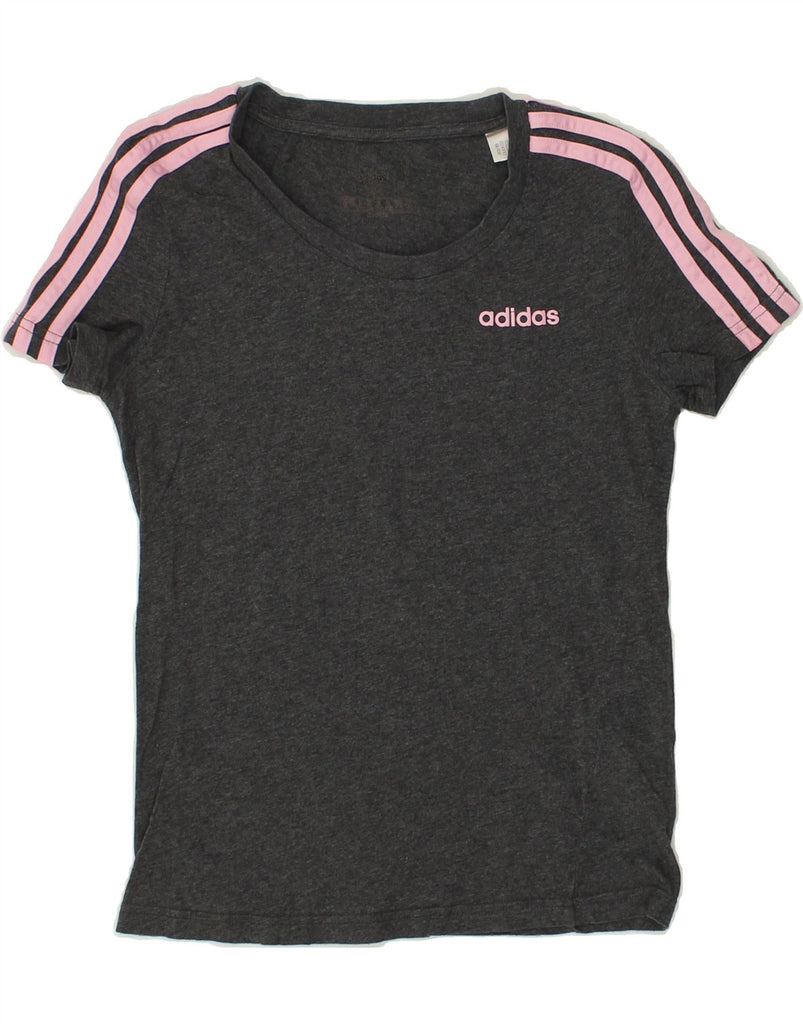 ADIDAS Womens T-Shirt Top UK 6 XS Grey Flecked Cotton | Vintage Adidas | Thrift | Second-Hand Adidas | Used Clothing | Messina Hembry 