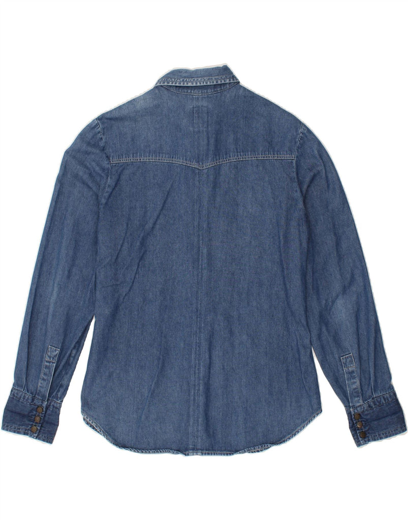 WAMPUM Womens Denim Shirt UK 16 Large Navy Blue | Vintage Wampum | Thrift | Second-Hand Wampum | Used Clothing | Messina Hembry 