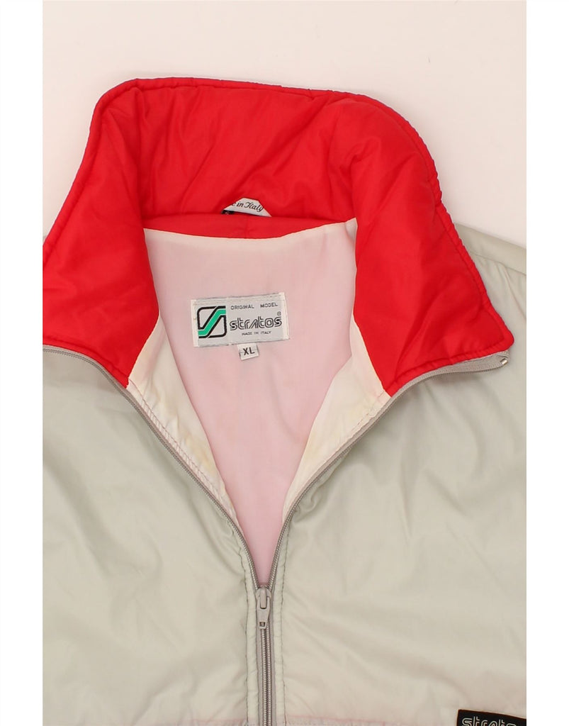 STRATOS Mens Padded Jacket UK 42 XL Red Colourblock Polyester | Vintage Stratos | Thrift | Second-Hand Stratos | Used Clothing | Messina Hembry 