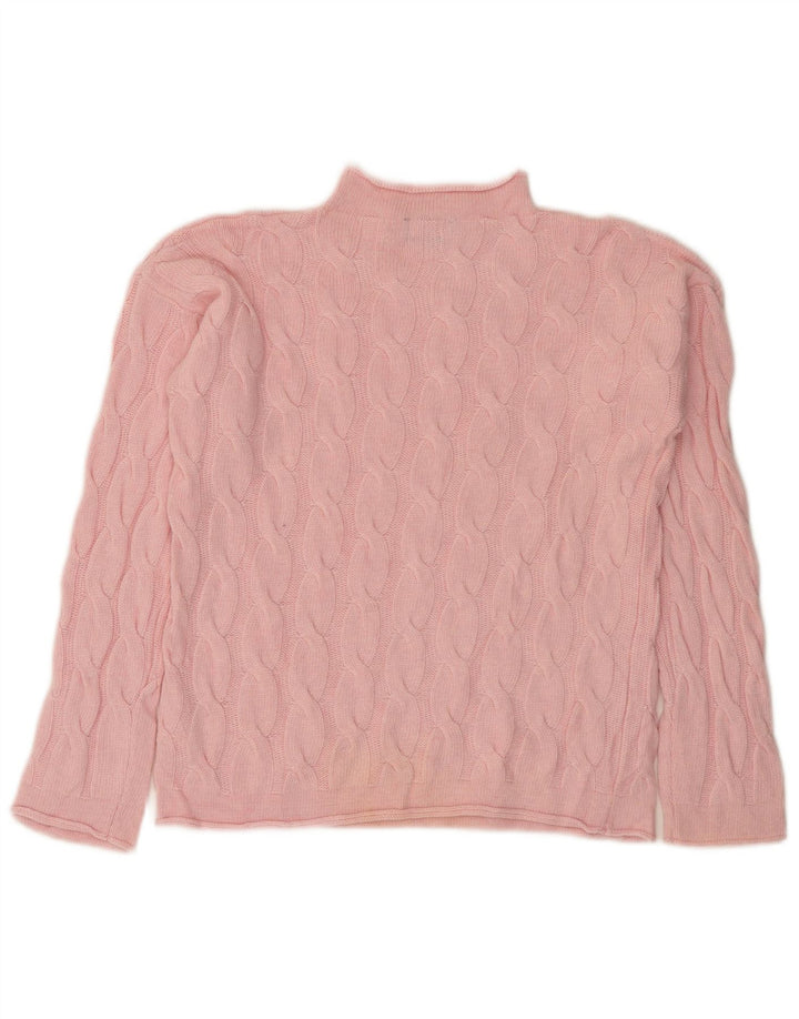 BENETTON Womens Turtle Neck Jumper Sweater UK 10 Small Pink Polyamide
