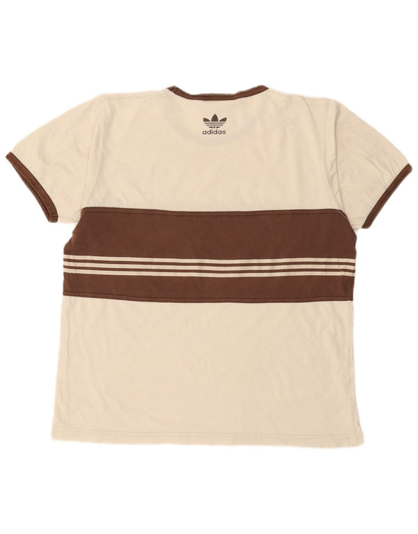 Adidas Mens Graphic T-Shirt Top Medium Off White Colourblock Cotton