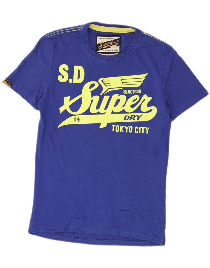 Superdry Mens Graphic T-Shirt Top Small Blue Cotton