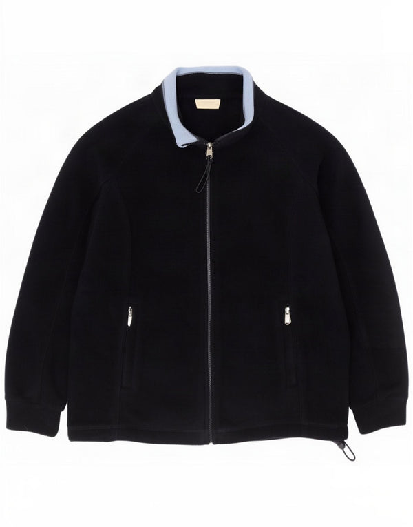 Marks & Spencer Womens Fleece Jacket UK 14 Large Navy Blue Polyester