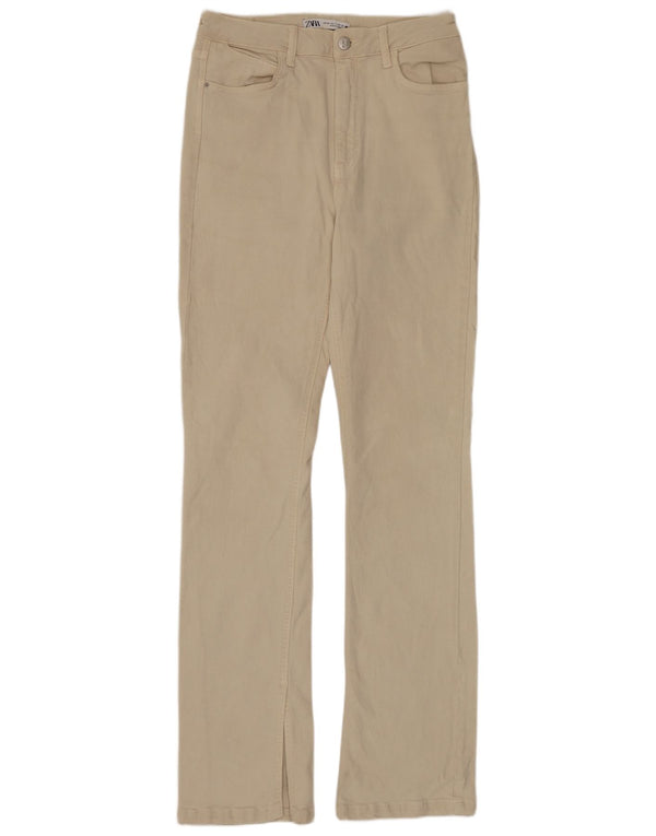 ZARA Womens Flared Jeans EU 36 XS W26 L34 Beige Cotton