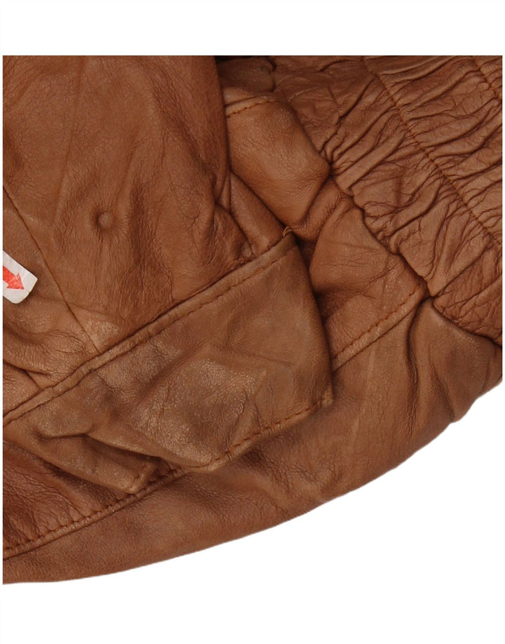 VINTAGE Mens Military Leather Jacket UK 44 2XL Brown Leather