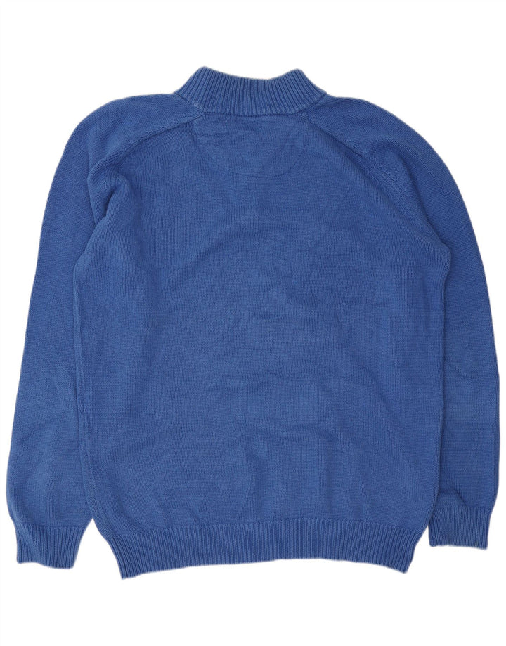 Massimo Dutti Mens Button Neck Jumper Sweater 2XL Blue Cotton
