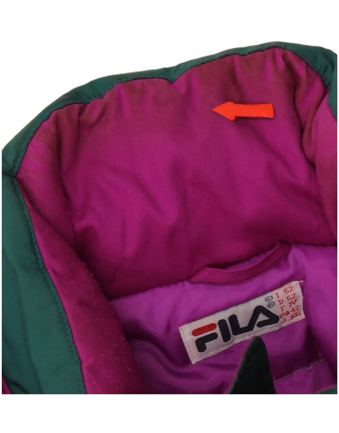 Fila Mens Graphic Hooded Ski Jacket IT 52 XL Green Colourblock