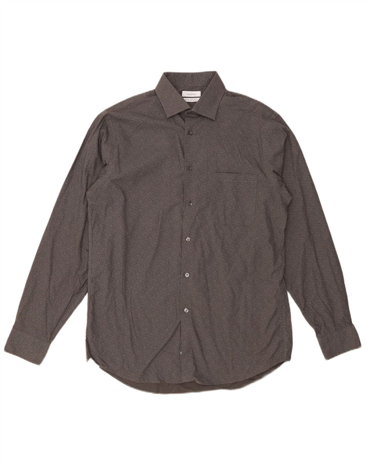 CALVIN KLEIN Mens Regular Fit Shirt Size 15 1/2 Medium Grey Floral