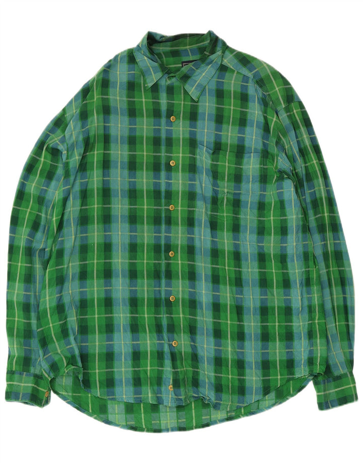 Via Ardigo Mens Shirt Medium Green Check Silk
