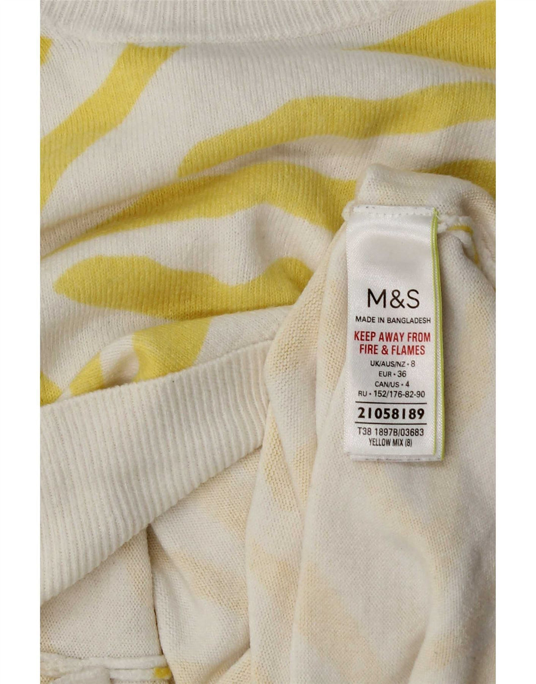Marks & Spencer Womens Boat Neck Jumper Sweater UK 8 Small Yellow