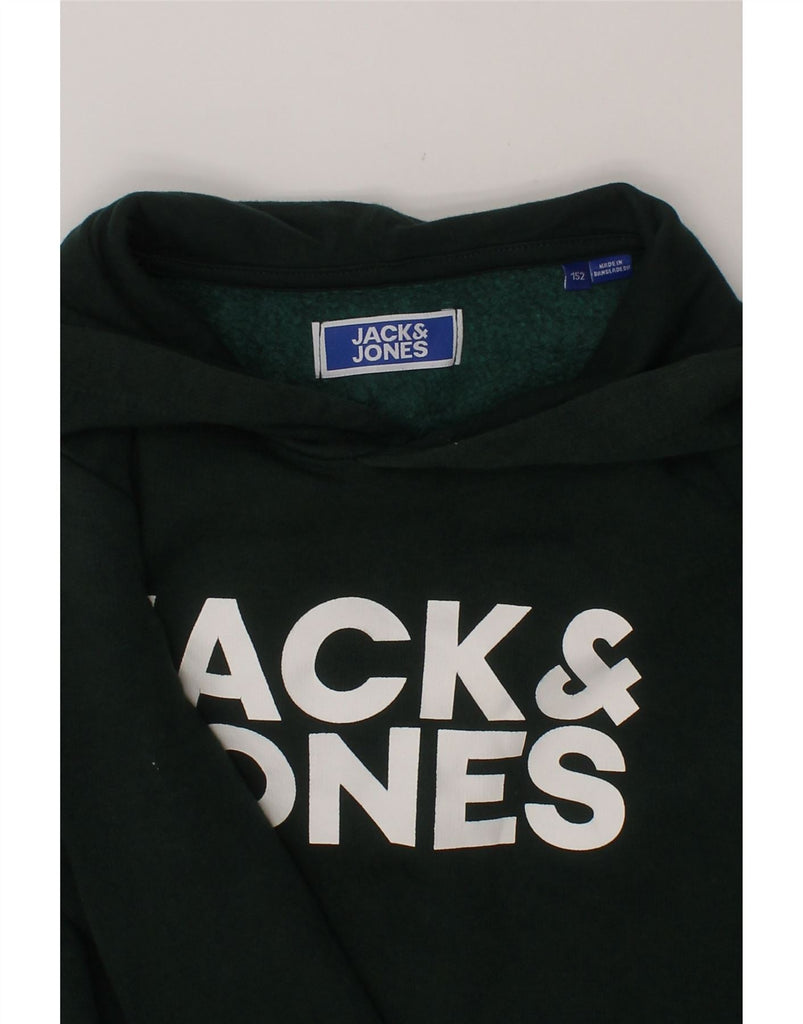 JACK & JONES Boys Graphic Hoodie Jumper 11-12 Years Green Cotton Vintage Jack & Jones and Second-Hand Jack & Jones from Messina Hembry 