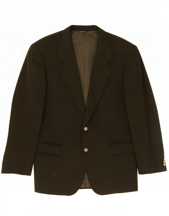 Vintage Mens 2 Button Blazer Jacket IT 52 XL Khaki Wool