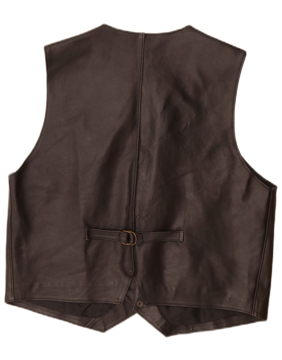 VINTAGE Mens Leather Waistcoat Medium Black Leather