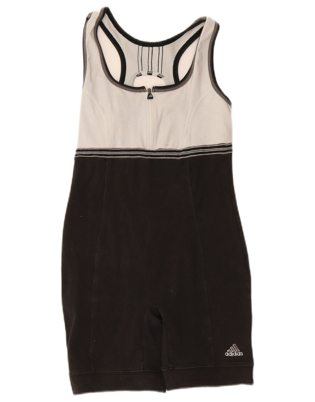 Adidas Womens Playsuit UK 10 Small  Black Colourblock Cotton