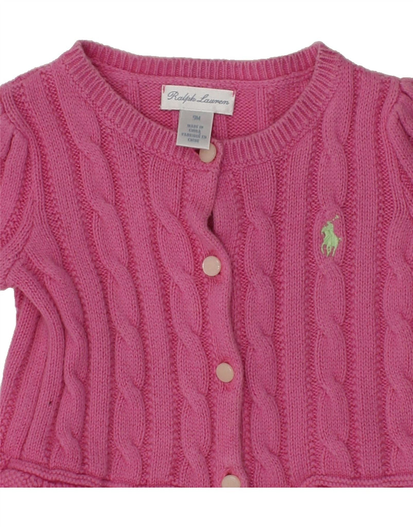 RALPH LAUREN Baby Girls Cardigan Sweater 6-9 Months Pink Cotton | Vintage Ralph Lauren | Thrift | Second-Hand Ralph Lauren | Used Clothing | Messina Hembry 