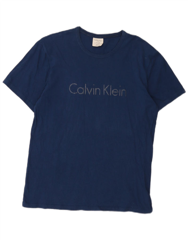 Calvin Klein Mens Graphic T-Shirt Top Medium Navy Blue Cotton
