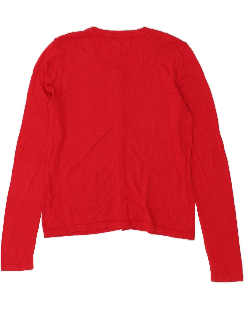 LAURA ASHLEY Womens Cardigan Sweater UK 14 Large Red Cotton Vintage Laura Ashley and Second-Hand Laura Ashley from Messina Hembry 