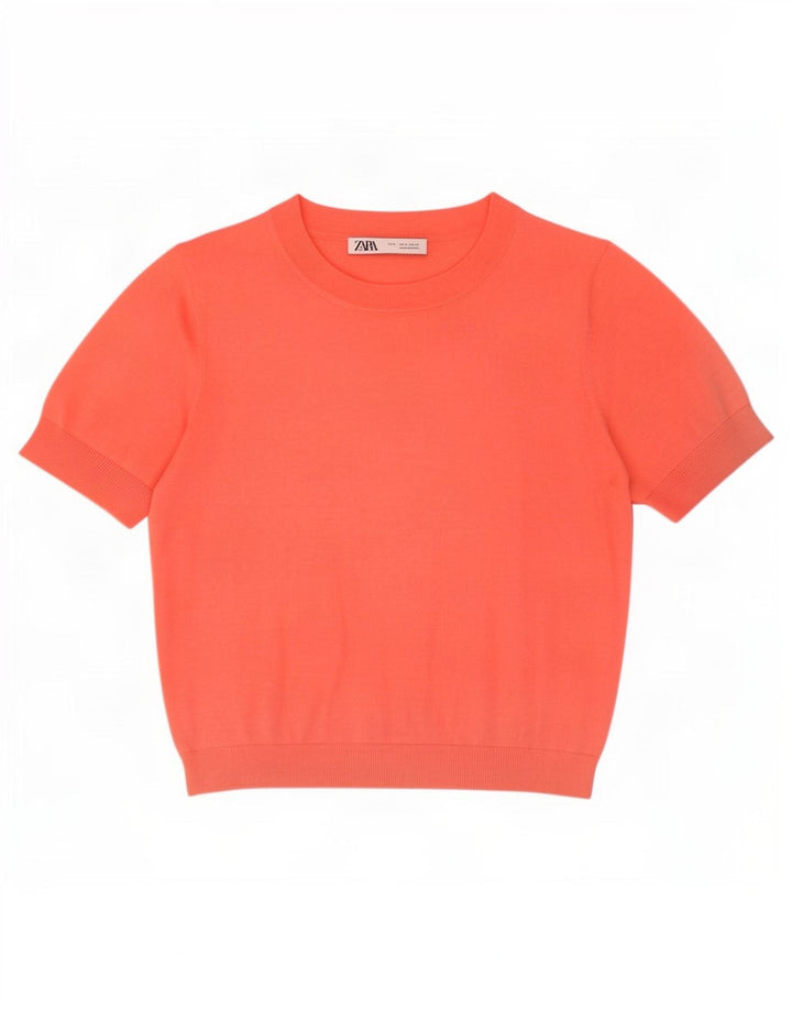 Zara Womens Crop Blouse Top UK 10 Small Orange