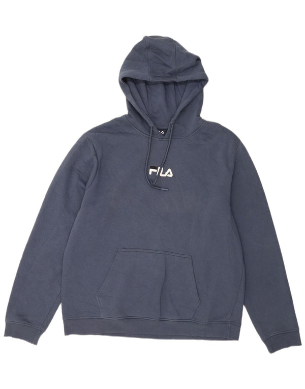 Fila Mens Graphic Hoodie Jumper 2XL Navy Blue Cotton
