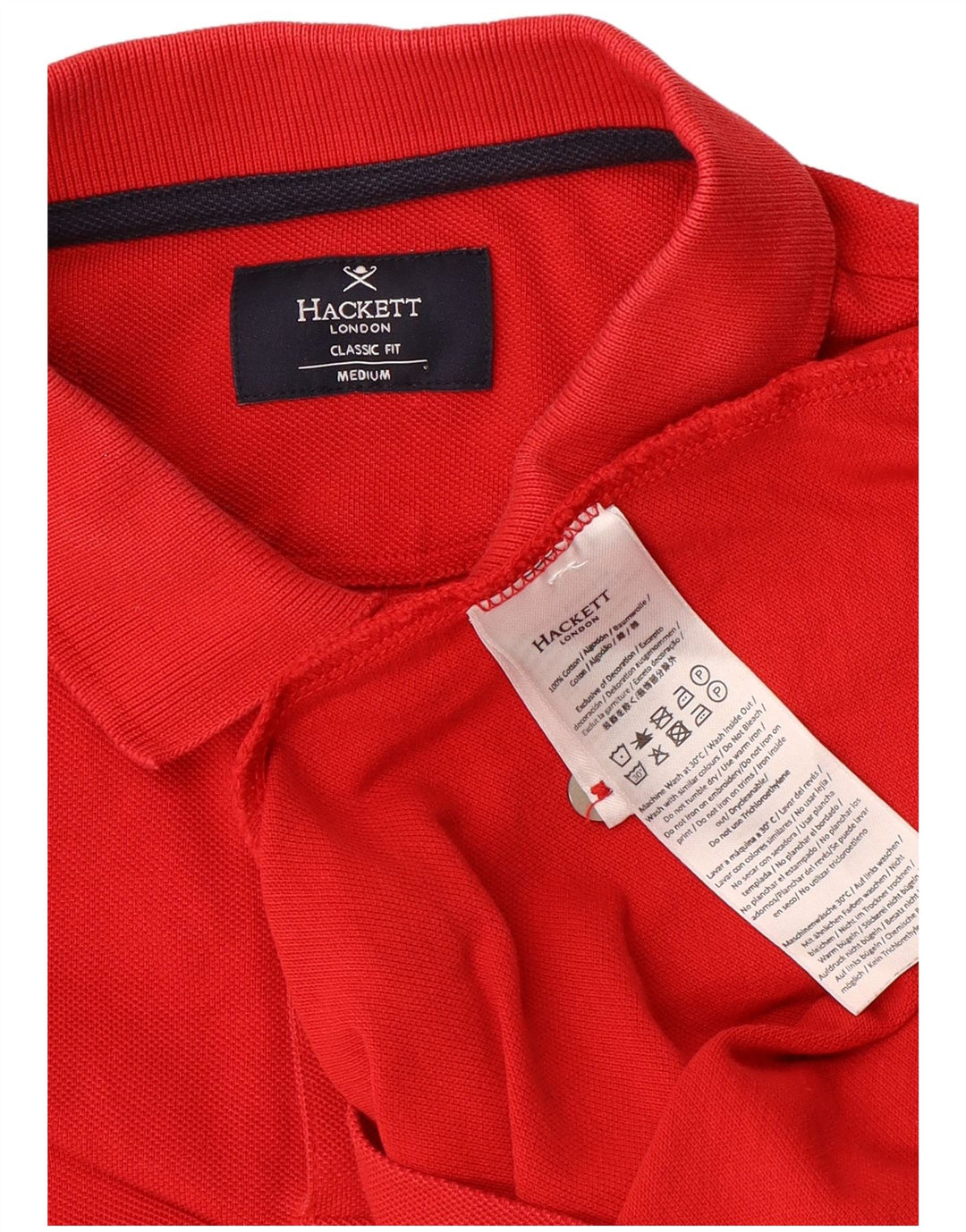 Hackett Mens Classic Fit Polo Shirt Medium Red Cotton