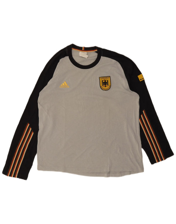 Adidas Mens Graphic Top Long Sleeve UK 44/46 Large Grey Colourblock Modal