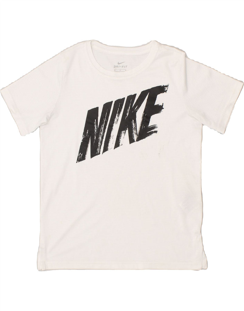 NIKE Boys Graphic T-Shirt Top 10-11 Years Medium  White Polyester | Vintage Nike | Thrift | Second-Hand Nike | Used Clothing | Messina Hembry 