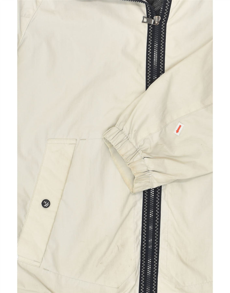 NAUTICA Mens Hooded Rain Jacket UK 38 Medium White Nylon | Vintage Nautica | Thrift | Second-Hand Nautica | Used Clothing | Messina Hembry 