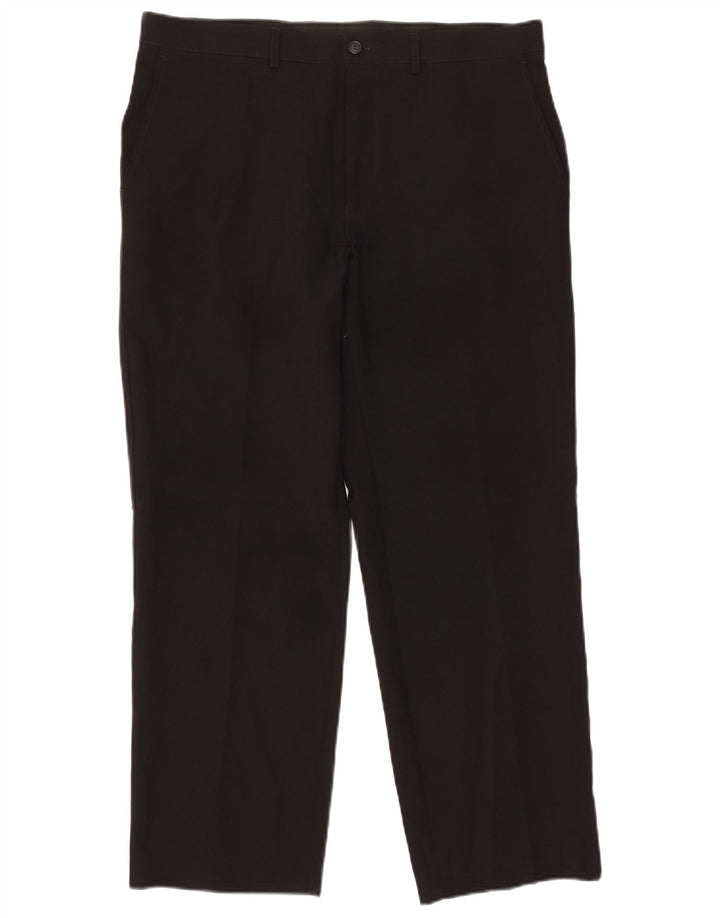 Marks & Spencer Mens Straight Chino Trousers W36 L29 Black Polyester