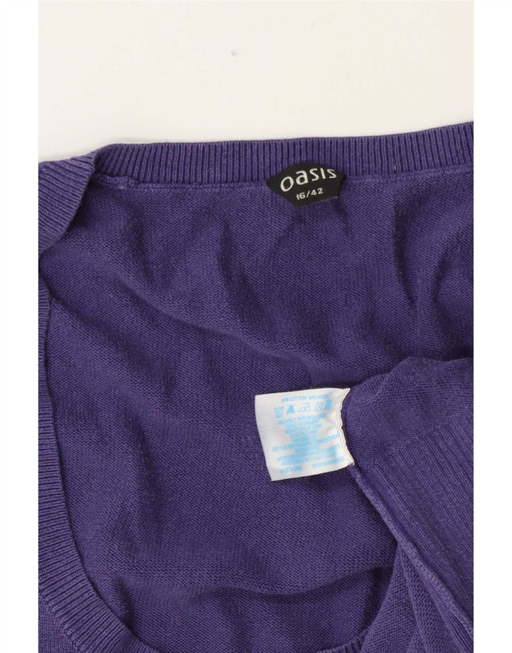 Oasis Womens Vest Top UK 16 Large Navy Blue Cotton