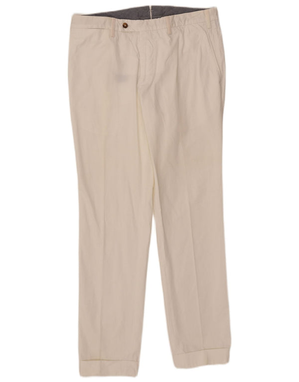 Vintage Mens Straight Suit Trousers IT 50 Large W34 L31 White Cotton
