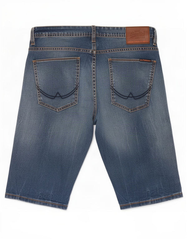 Superdry Mens Slim Denim Shorts Medium W32 Blue Cotton
