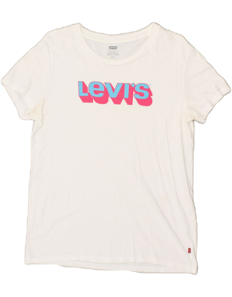 LEVI'S Womens Graphic T-Shirt Top UK 10 Small White | Vintage Levi's | Thrift | Second-Hand Levi's | Used Clothing | Messina Hembry 