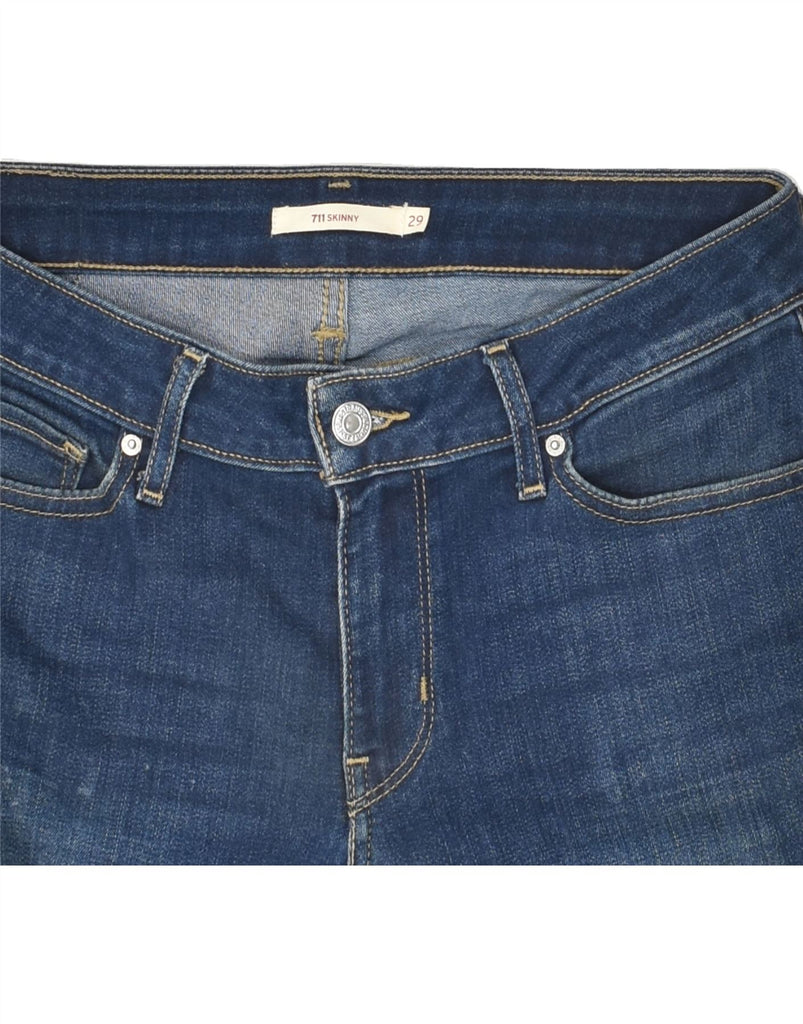 LEVI'S Womens 711 Skinny Jeans W29 L30 Navy Blue Cotton | Vintage Levi's | Thrift | Second-Hand Levi's | Used Clothing | Messina Hembry 