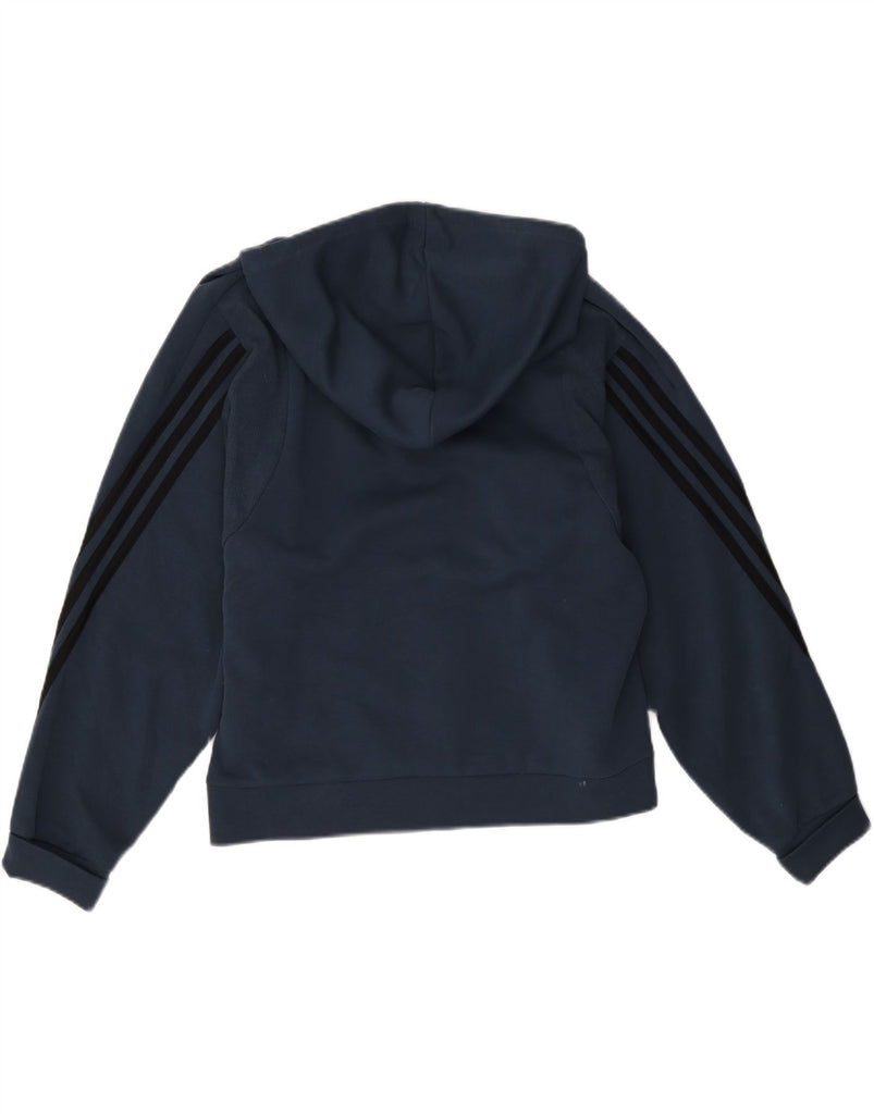 ADIDAS Womens Zip Hoodie Sweater UK 12/14 Medium Navy Blue Cotton Vintage Adidas and Second-Hand Adidas from Messina Hembry 