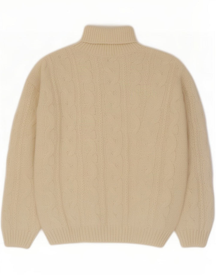 Vintage Mens Roll Neck Jumper Sweater XL Off White Polyacrylic