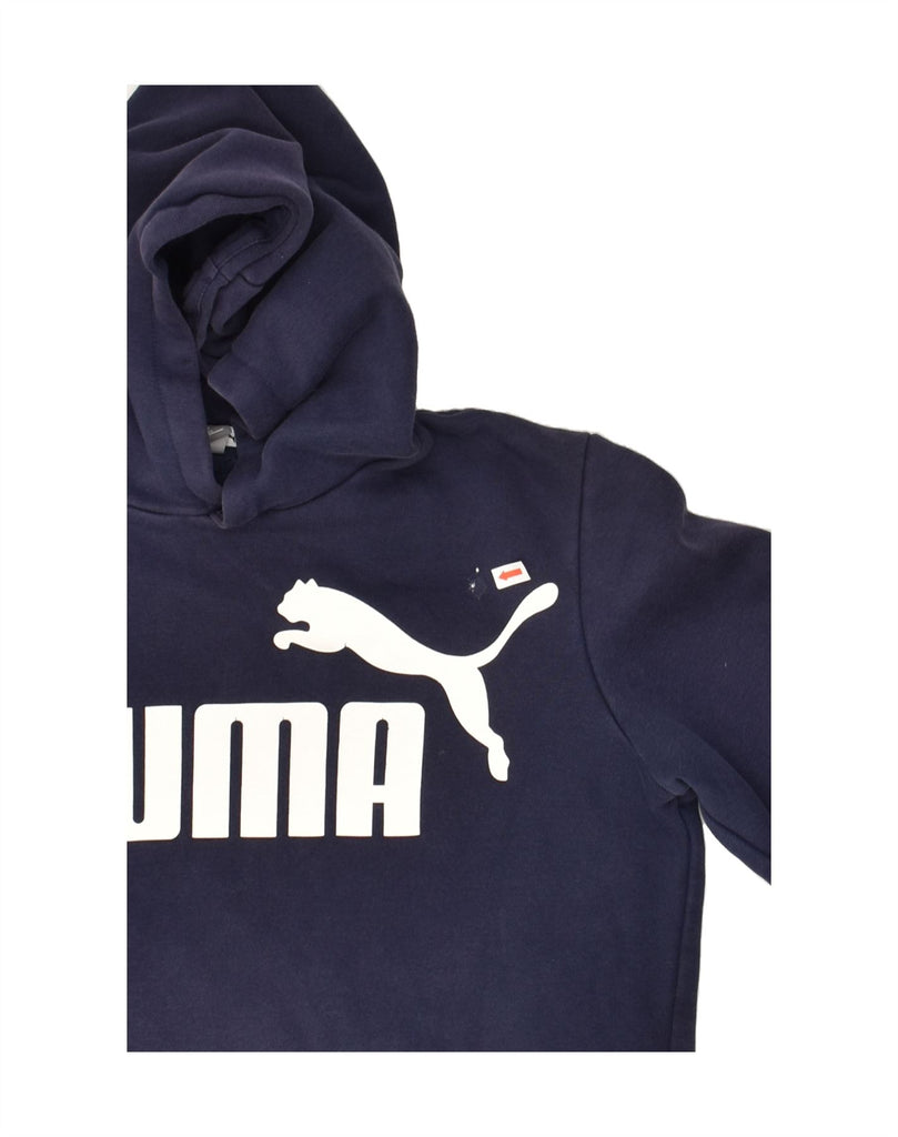 PUMA Boys Graphic Hoodie Jumper 13-14 Years XL Navy Blue Cotton | Vintage Puma | Thrift | Second-Hand Puma | Used Clothing | Messina Hembry 