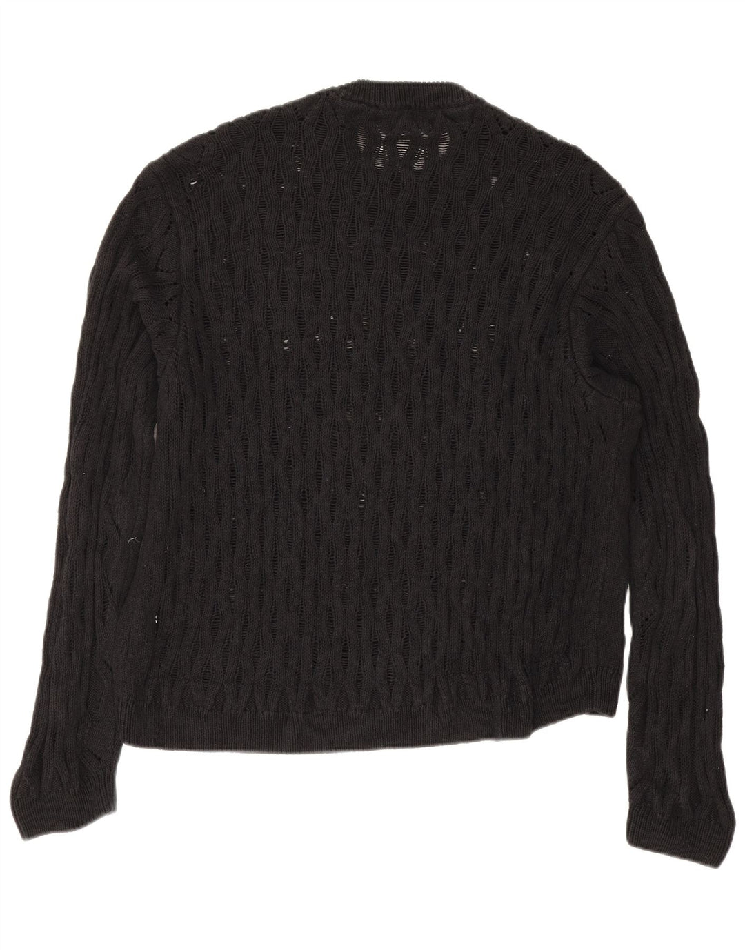 Zara Mens Crew Neck Jumper Sweater Large Black Cotton