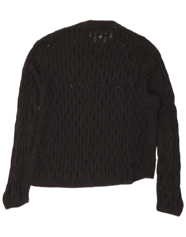 Zara Mens Crew Neck Jumper Sweater Large Black Cotton