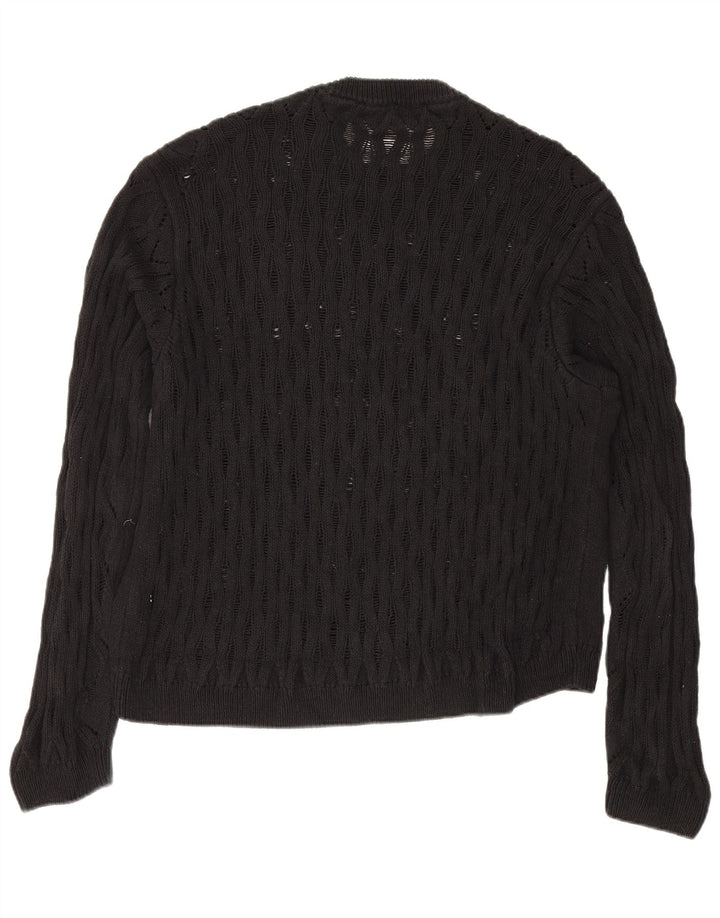 Zara Mens Crew Neck Jumper Sweater Large Black Cotton