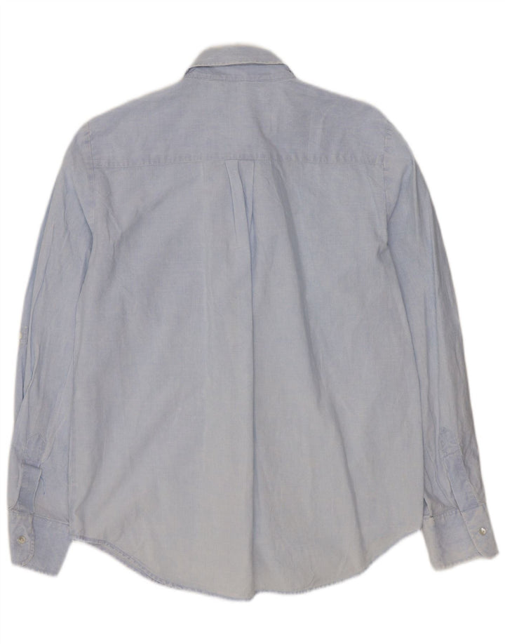 ZARA Womens Shirt UK 14 Medium Blue Pinstripe Cotton