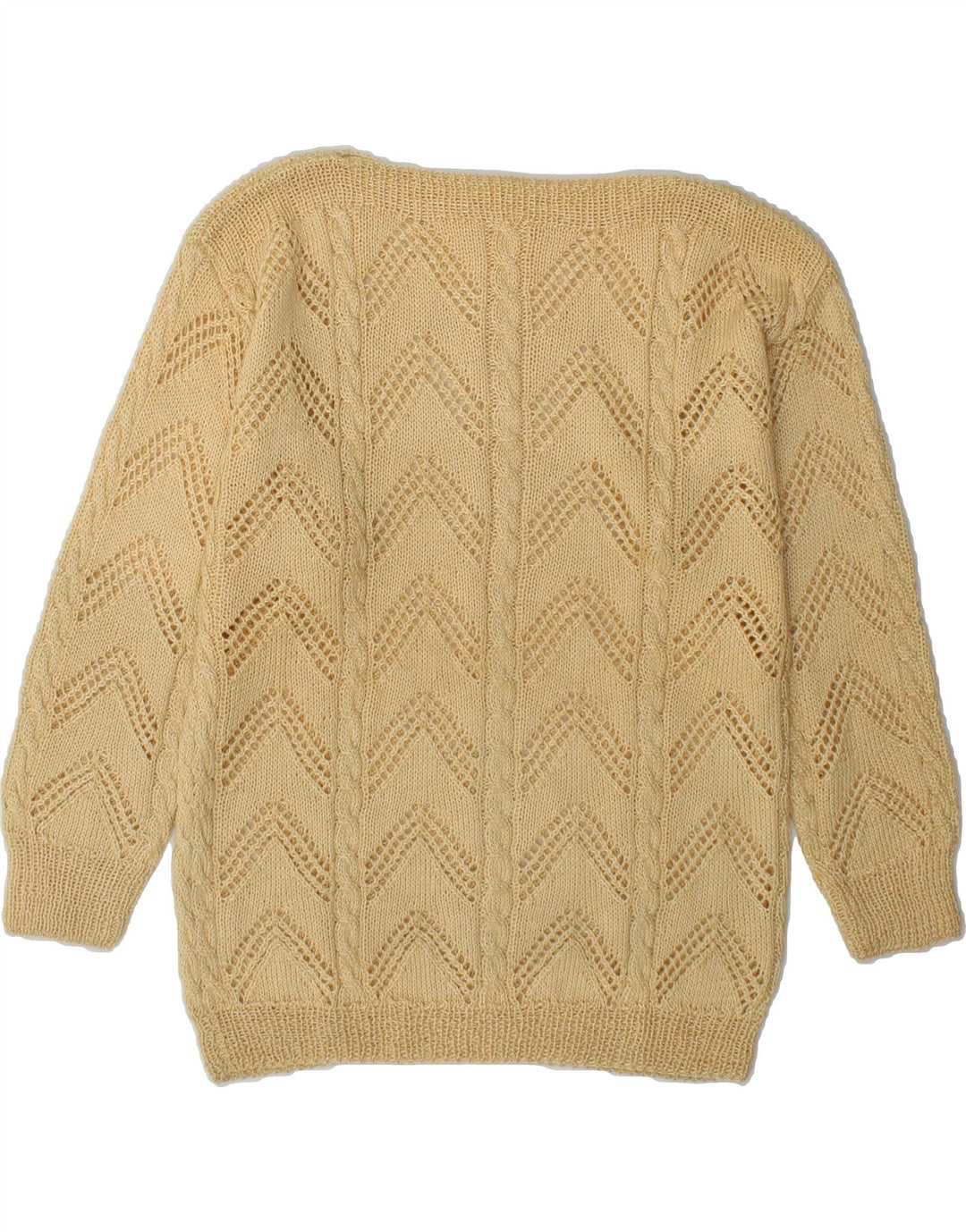 VINTAGE Womens Boat Neck Jumper Sweater UK 14 Medium Beige Vintage Vintage and Second-Hand Vintage from Messina Hembry 