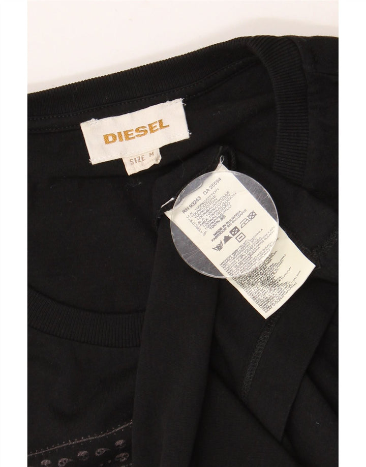 DIESEL Mens Graphic T-Shirt Top Medium Black Cotton