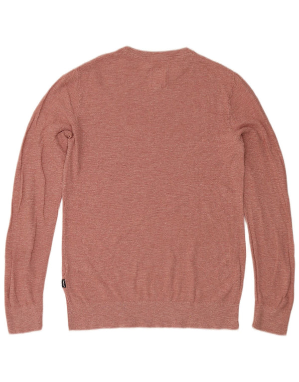 Fat Face Mens Crew Neck Jumper Sweater Small Pink Flecked Cotton