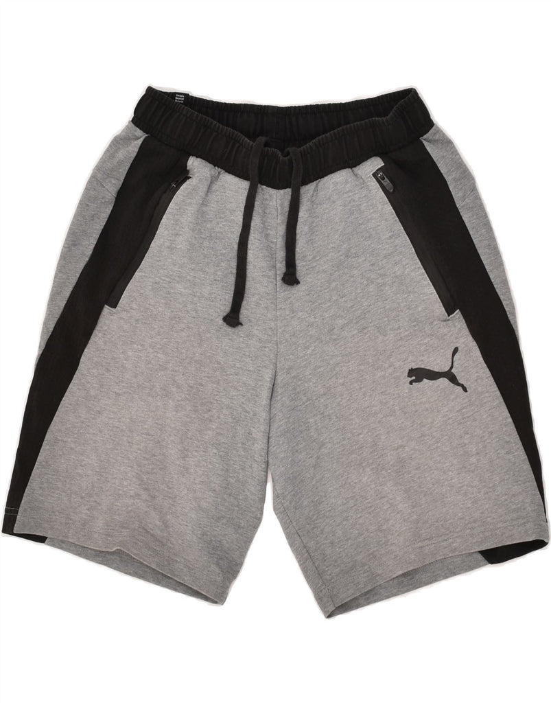 PUMA Mens Sport Shorts Small Grey Colourblock | Vintage Puma | Thrift | Second-Hand Puma | Used Clothing | Messina Hembry 