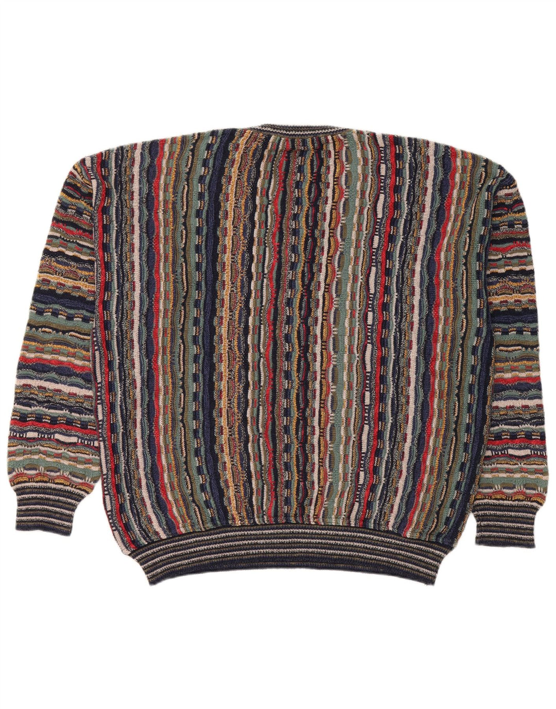 gio ferrari Mens V-Neck Jumper Sweater IT 54 XL Multicoloured Striped